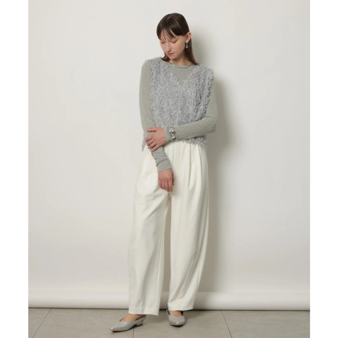 カデュネ CADUNE ふわふわトップス （ライトグレー） - ファッション 