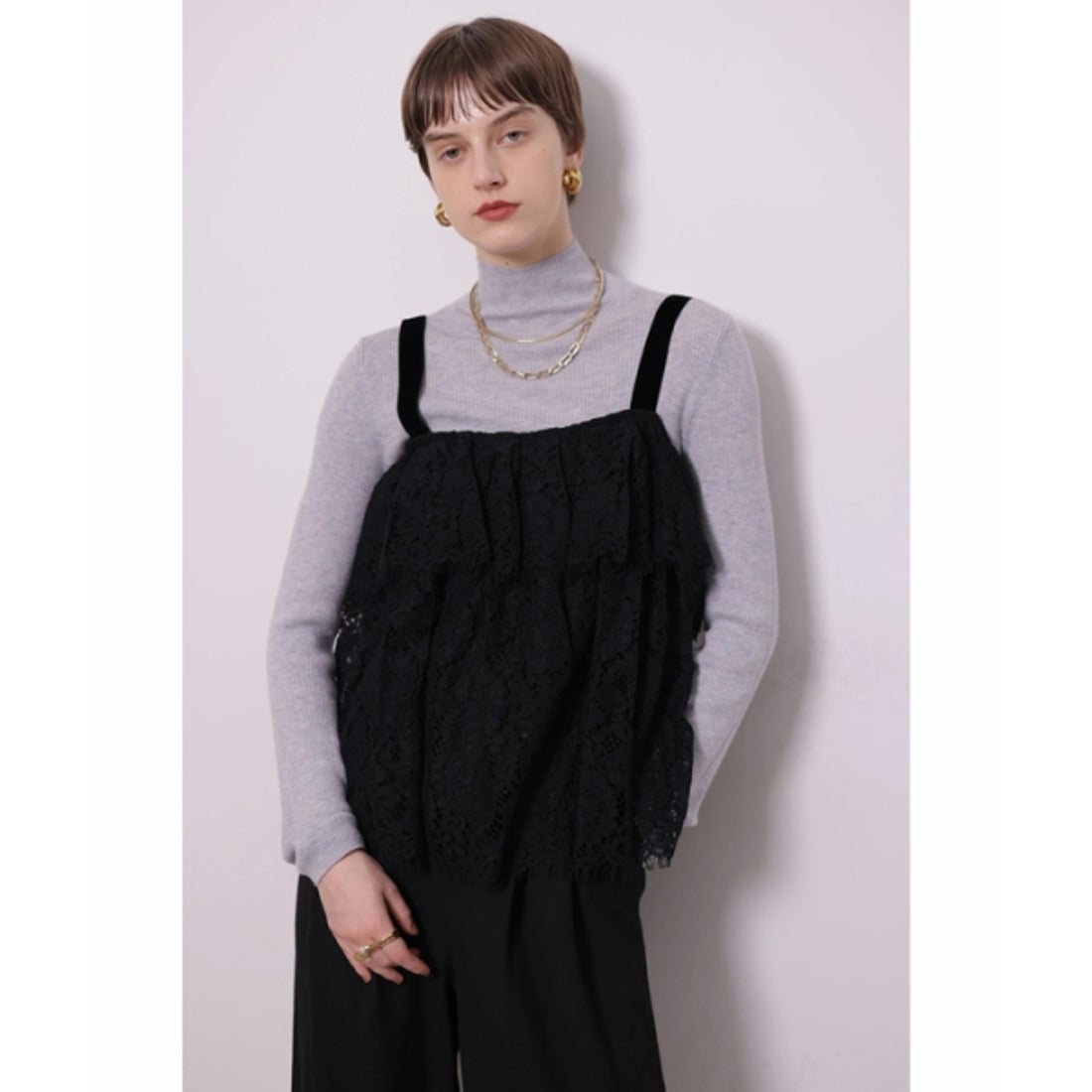 CADUNE❤︎イレヘムレースキャミ黒 カデュネ CADUNE イレヘムレースキャミ （紺） - ファッション通販
