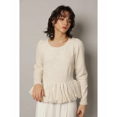 カデュネ CADUNE キラキラぺプラムニット （チャコールグレー）｜詳細画像