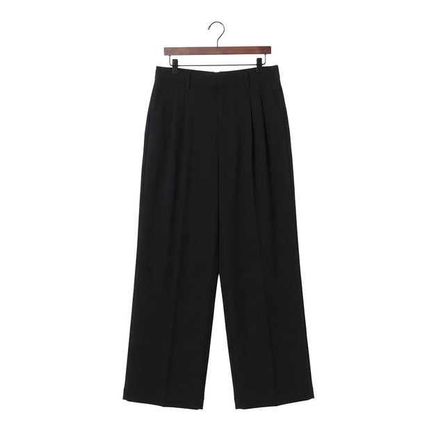 【SETUP対応】タックツイードワイドスラックス （BLK）