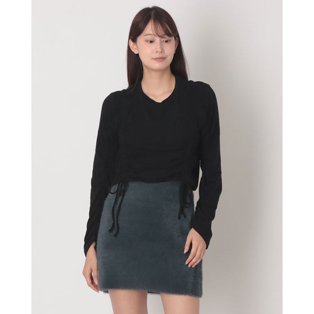 ドロストギャザーカットTOPS （BLK）