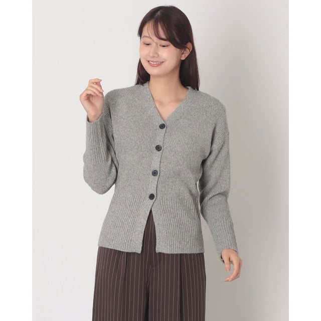 Vネックメランジニットカーディガン （GRY）