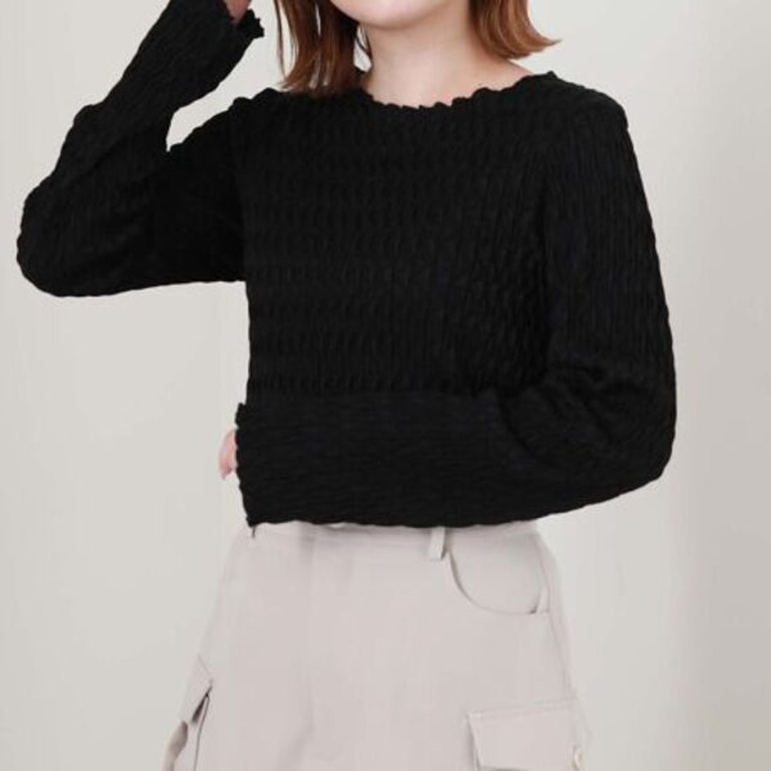 アルシーヴ archives シャーリングカットTOPS （BLK） -ファッション