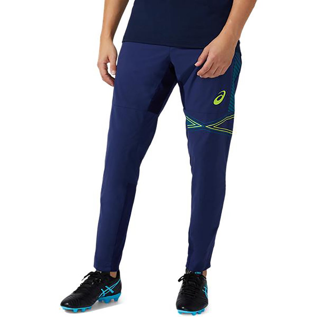 【超美品】アシックス ドライクロスジャケット＆パンツ ネイビーXL/L ASICS アシックス AIクロスパンツ(ネイビー×イエロー) 2101A119 400