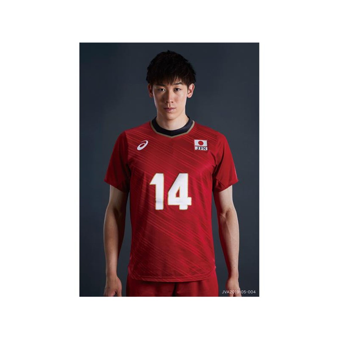 アシックス バレーボール男子日本代表チーム オーセンティックシャツ(レッド) #14 石川祐希