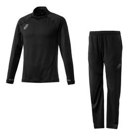 長袖ゆるフィットシャツ&ストレッチトレーニングパンツ(ブラック×ブラック)