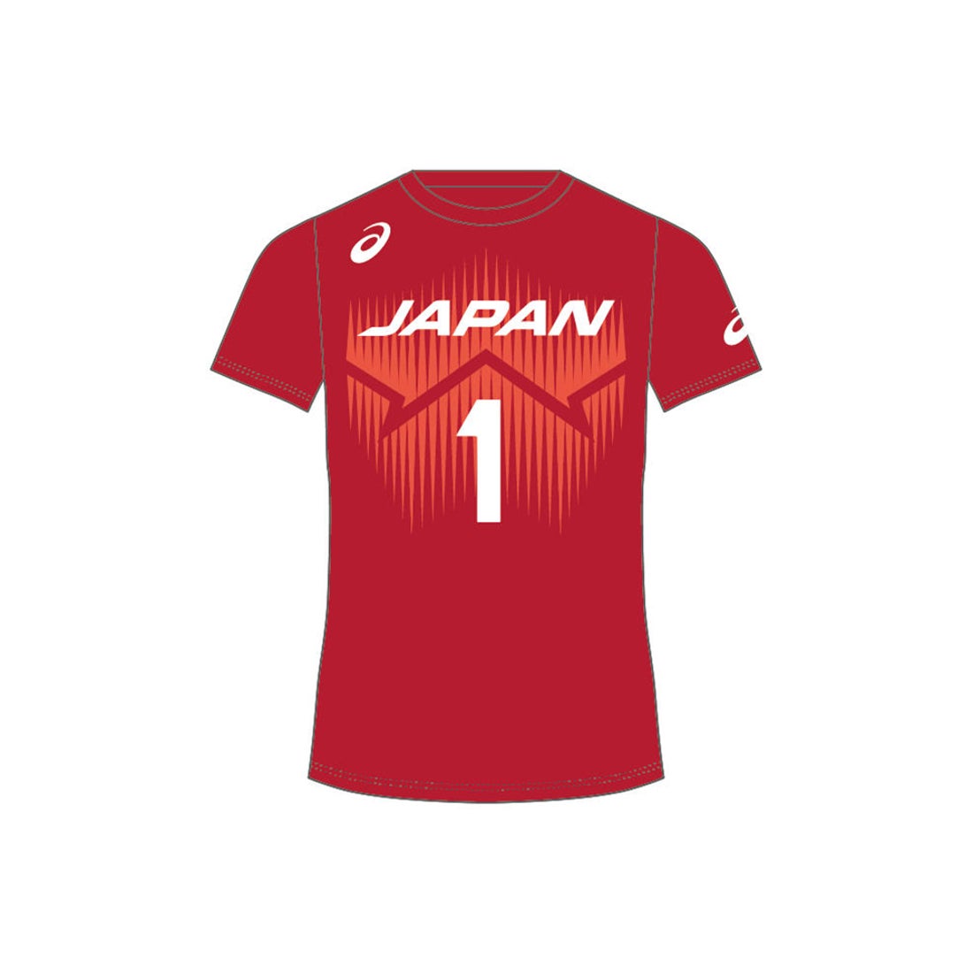 asics アシックス バレーボール男子日本代表番号応援Tシャツ （Vレッド