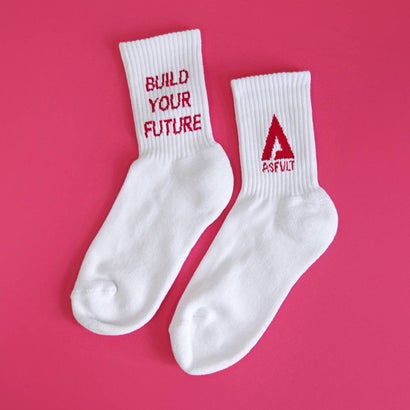 アスファルト ASFVLT ロゴソックス オリジナルソックス socks-logo-wh-red （WHITE RED）｜詳細画像
