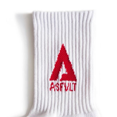 アスファルト ASFVLT ロゴソックス オリジナルソックス socks-logo-wh-red （WHITE RED）｜詳細画像