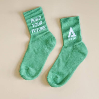 アスファルト ASFVLT ロゴソックス オリジナルソックス  socks-logo-gr-wh （GREEN WHITE）｜詳細画像