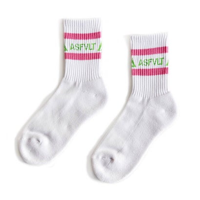 アスファルト ASFVLT ラインソックス オリジナルソックス socks-line-wh-pk-gr （WHITE PINK GREEN）｜詳細画像