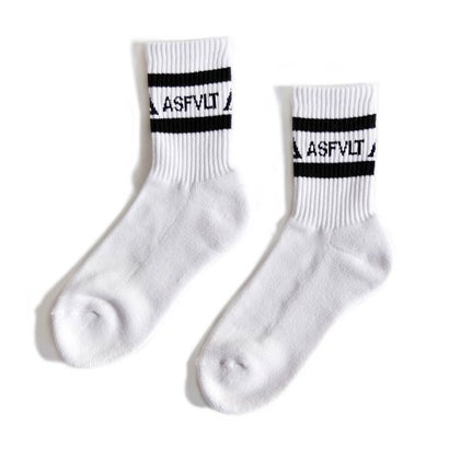 アスファルト ASFVLT ラインソックス オリジナルソックス  socks-line-wh-bl （WHITE BLACK）｜詳細画像