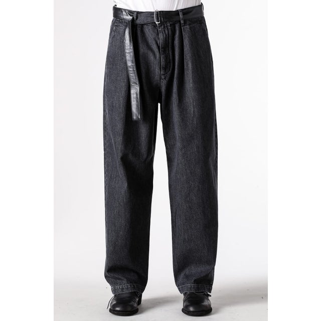 LEATHER BELTED PANTS VINTAGE （Black）