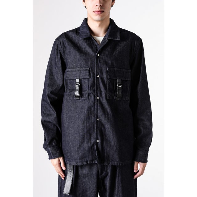 LEATHER STRAP JACKET ONEWASH （Navy）