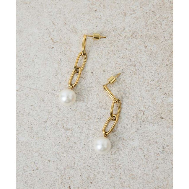 【dignif】【金属アレルギー対応】Drop Chain Pearlピアス チ （ゴールド）