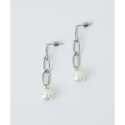 【dignif】【金属アレルギー対応】Drop Chain Pearlピアス チ （シルバー）｜詳細画像