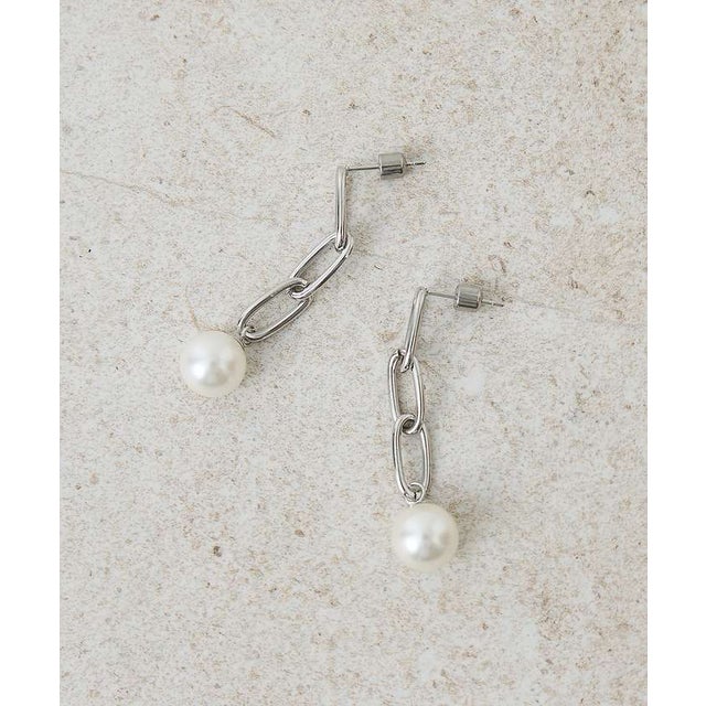【dignif】【金属アレルギー対応】Drop Chain Pearlピアス チ （シルバー）