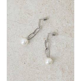 【dignif】【金属アレルギー対応】Drop Chain Pearlピアス チ （シルバー）