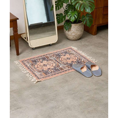 【RugRu】 エレン ラグ 50×70cm ヴィンテージ風 プリントラグ イン （オレンジ系その他1）｜詳細画像