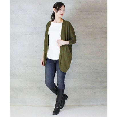 綿ニットドルマンカーディガン （KHAKI）｜詳細画像