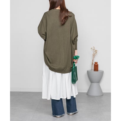 綿ニットドルマンカーディガン （KHAKI）｜詳細画像