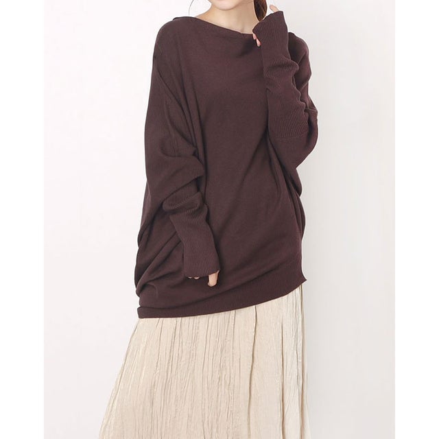 変形ボトルネックニット （BROWN）