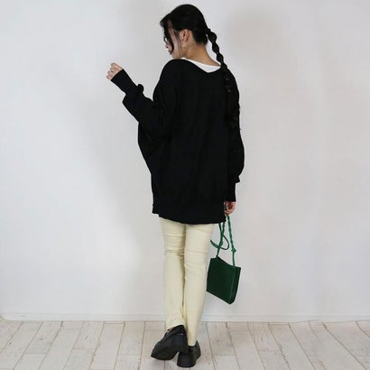 コットンニットドルマンカーディガン （BLACK）｜詳細画像
