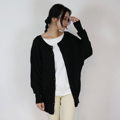 コットンニットドルマンカーディガン （BLACK）｜詳細画像