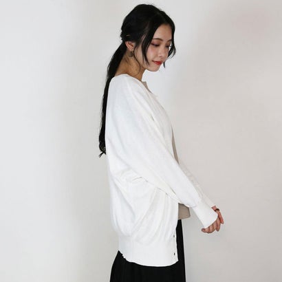 コットンニットドルマンカーディガン （WHITE）｜詳細画像