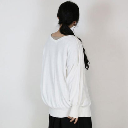 コットンニットドルマンカーディガン （WHITE）｜詳細画像