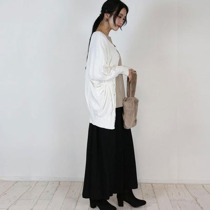 コットンニットドルマンカーディガン （WHITE）｜詳細画像