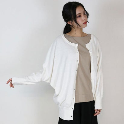 コットンニットドルマンカーディガン （WHITE）｜詳細画像