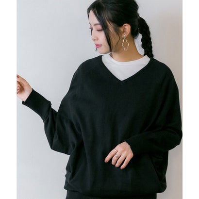 アットワン atONE Vネックドルマン綿ニット （BLACK）｜詳細画像