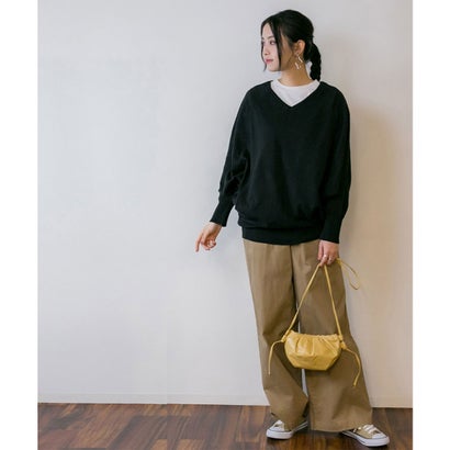 アットワン atONE Vネックドルマン綿ニット （BLACK）｜詳細画像
