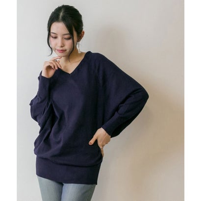 アットワン atONE Vネックドルマン綿ニット （NAVY）｜詳細画像