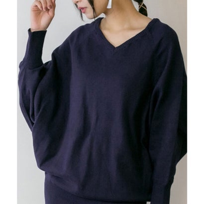 アットワン atONE Vネックドルマン綿ニット （NAVY）｜詳細画像