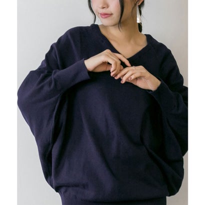 アットワン atONE Vネックドルマン綿ニット （NAVY）｜詳細画像