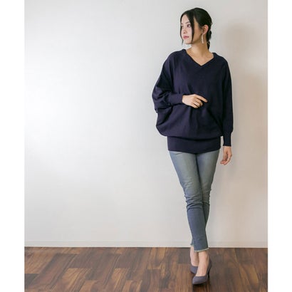 アットワン atONE Vネックドルマン綿ニット （NAVY）｜詳細画像