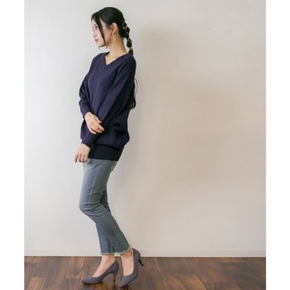 アットワン atONE Vネックドルマン綿ニット （NAVY）｜詳細画像
