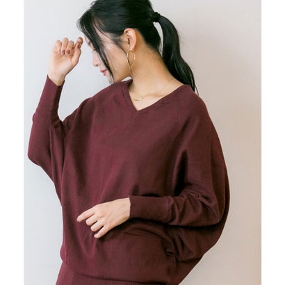 アットワン atONE Vネックドルマン綿ニット （BURGUNDY）｜詳細画像