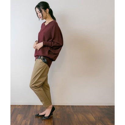 アットワン atONE Vネックドルマン綿ニット （BURGUNDY）｜詳細画像