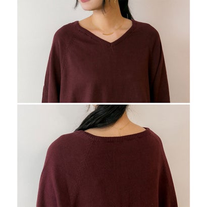 アットワン atONE Vネックドルマン綿ニット （BURGUNDY）｜詳細画像