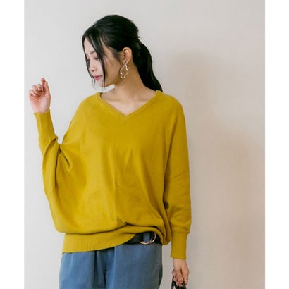アットワン atONE Vネックドルマン綿ニット （MUSTARD）｜詳細画像