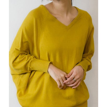 アットワン atONE Vネックドルマン綿ニット （MUSTARD）｜詳細画像