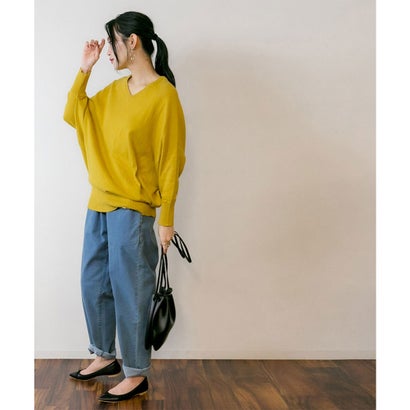 アットワン atONE Vネックドルマン綿ニット （MUSTARD）｜詳細画像