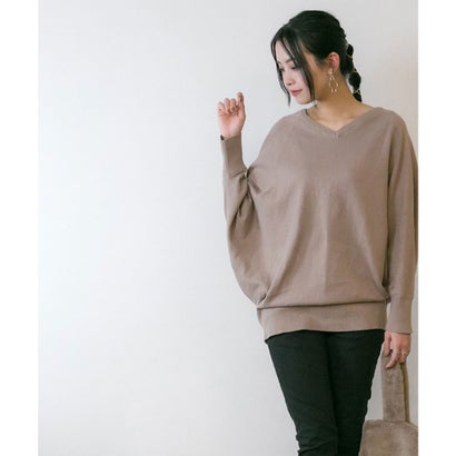 アットワン atONE Vネックドルマン綿ニット （GRAY_BEIGE）｜詳細画像