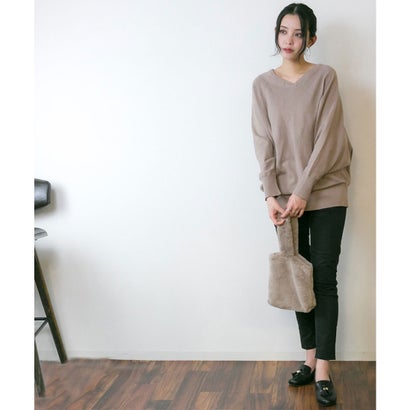 アットワン atONE Vネックドルマン綿ニット （GRAY_BEIGE）｜詳細画像