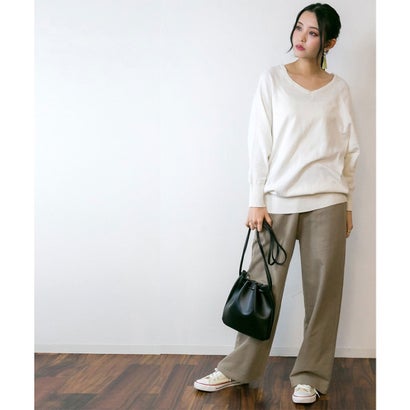 アットワン atONE Vネックドルマン綿ニット （WHITE）｜詳細画像