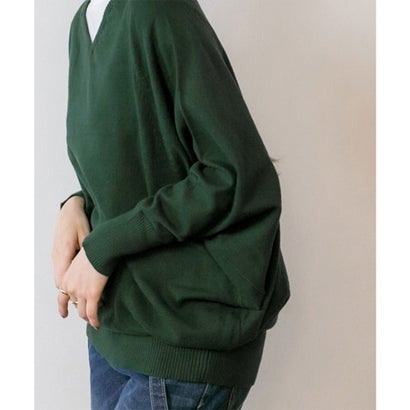 アットワン atONE Vネックドルマン綿ニット （DARK_GREEN）｜詳細画像