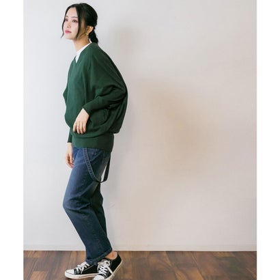 アットワン atONE Vネックドルマン綿ニット （DARK_GREEN）｜詳細画像